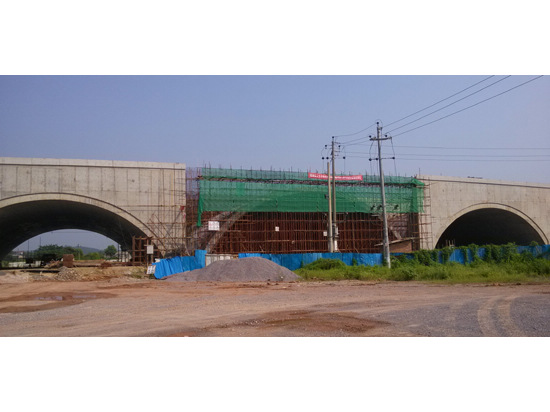 盘龙路南桥主拱圈合拢